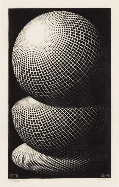 Three Spheres I - Signed Print by M. C. Escher 1945 - MyArtBroker