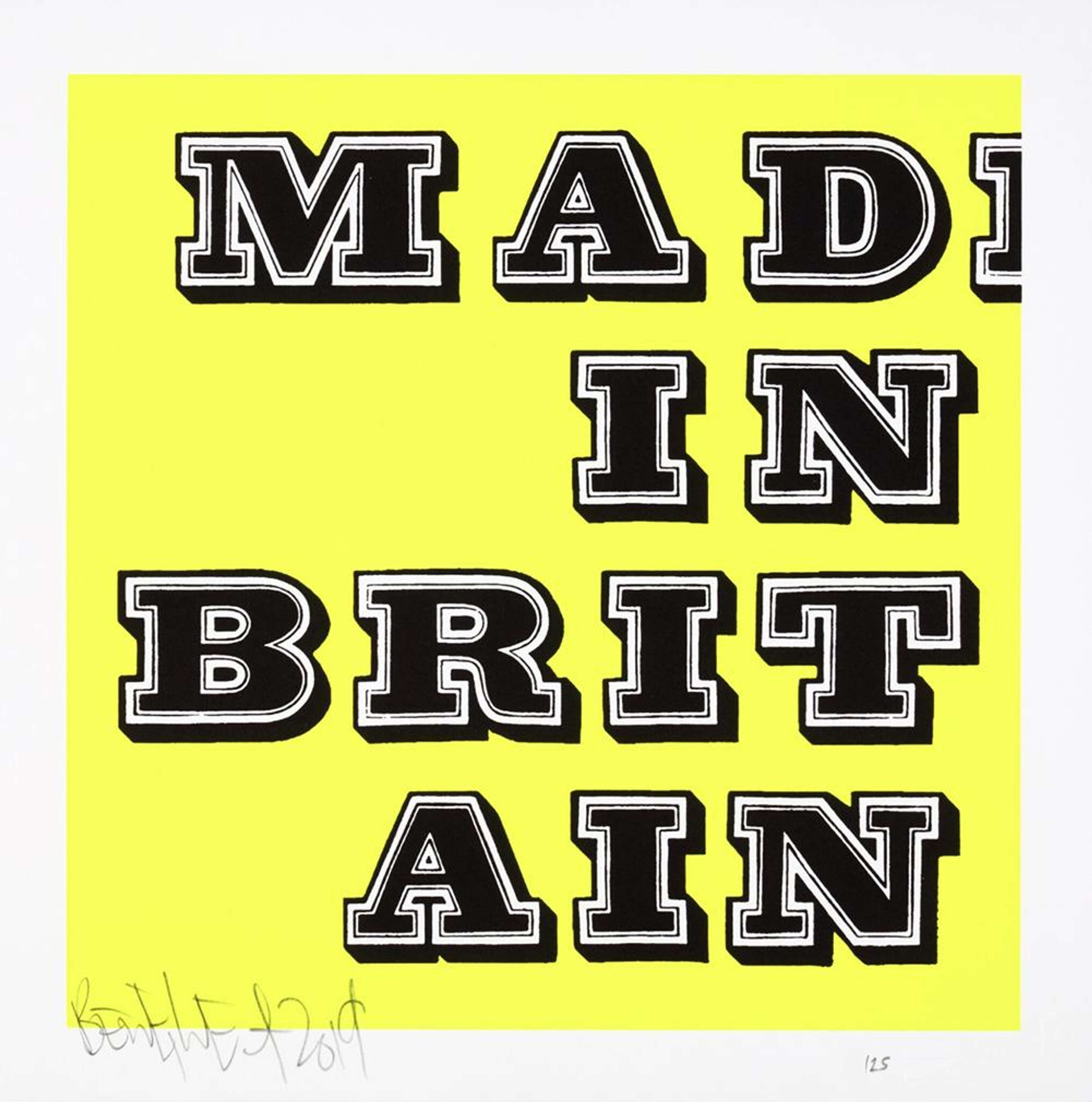 Mad In Britain (fluro yellow) - Signed Print by Ben Eine 2019 - MyArtBroker