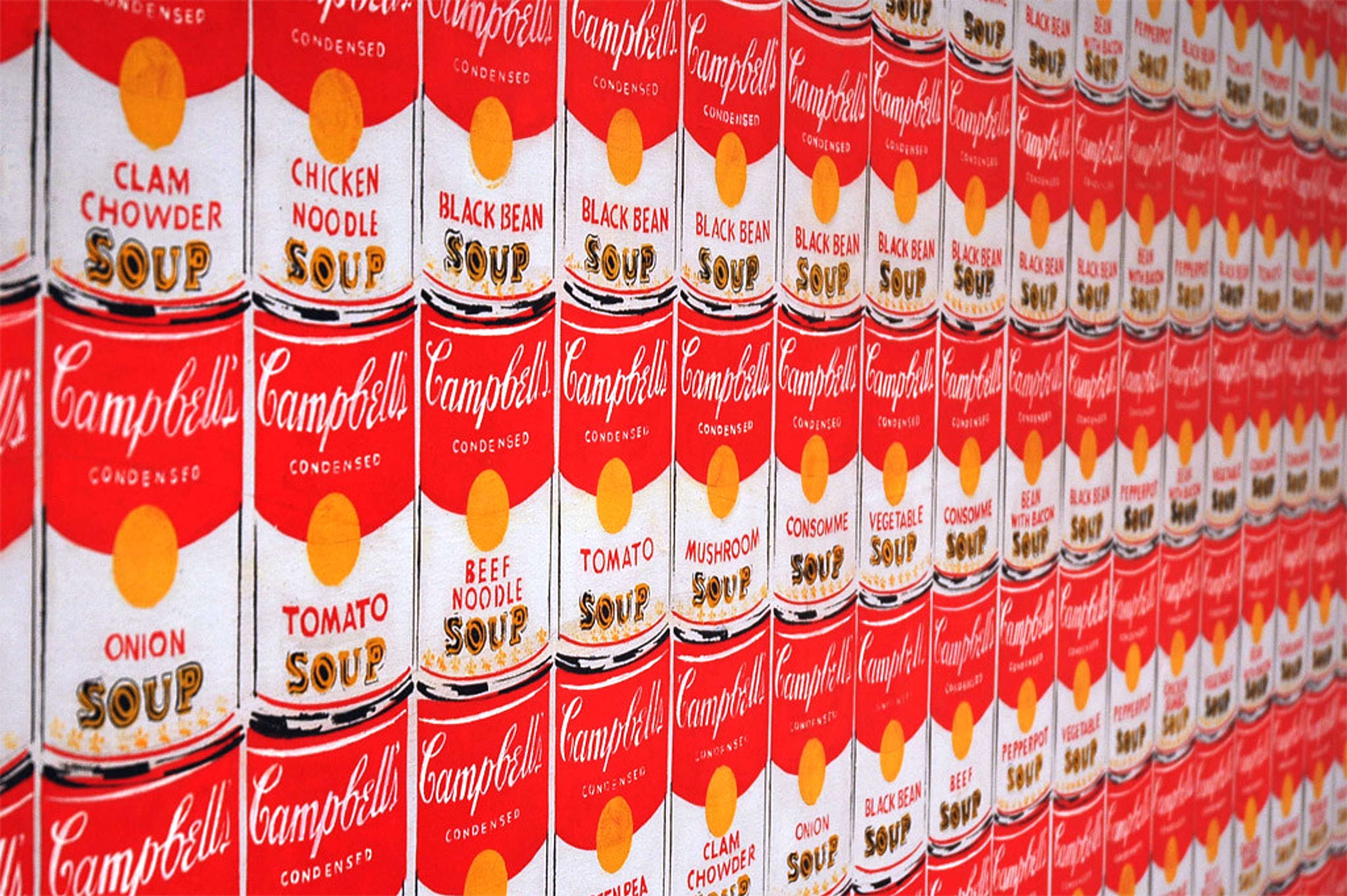 Close-up photo of 32 Campbell's Soup Cans (1962) by Andy Warhol - MyArtBroker