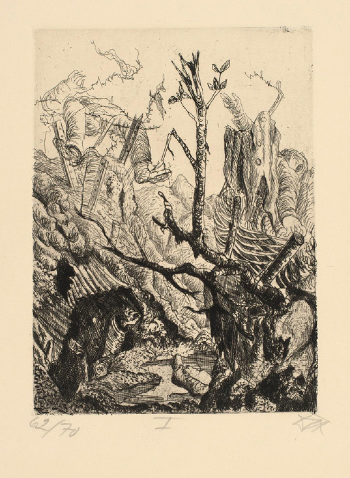 Otto Dix Abandoned Position Near Neuville (Signed Print) 1924