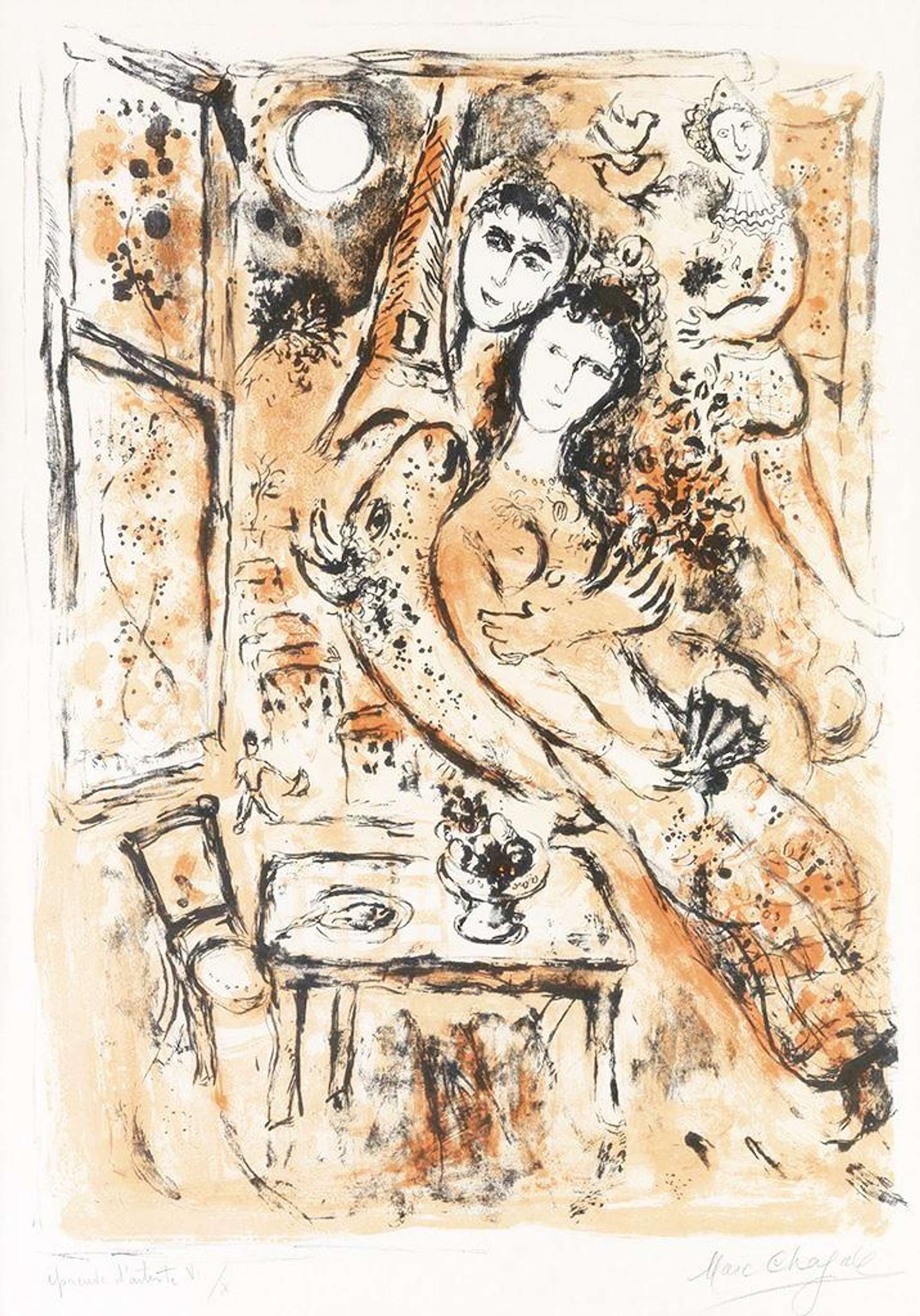 Couple Ventail - Signed Print by Marc Chagall 1963 - MyArtBroker