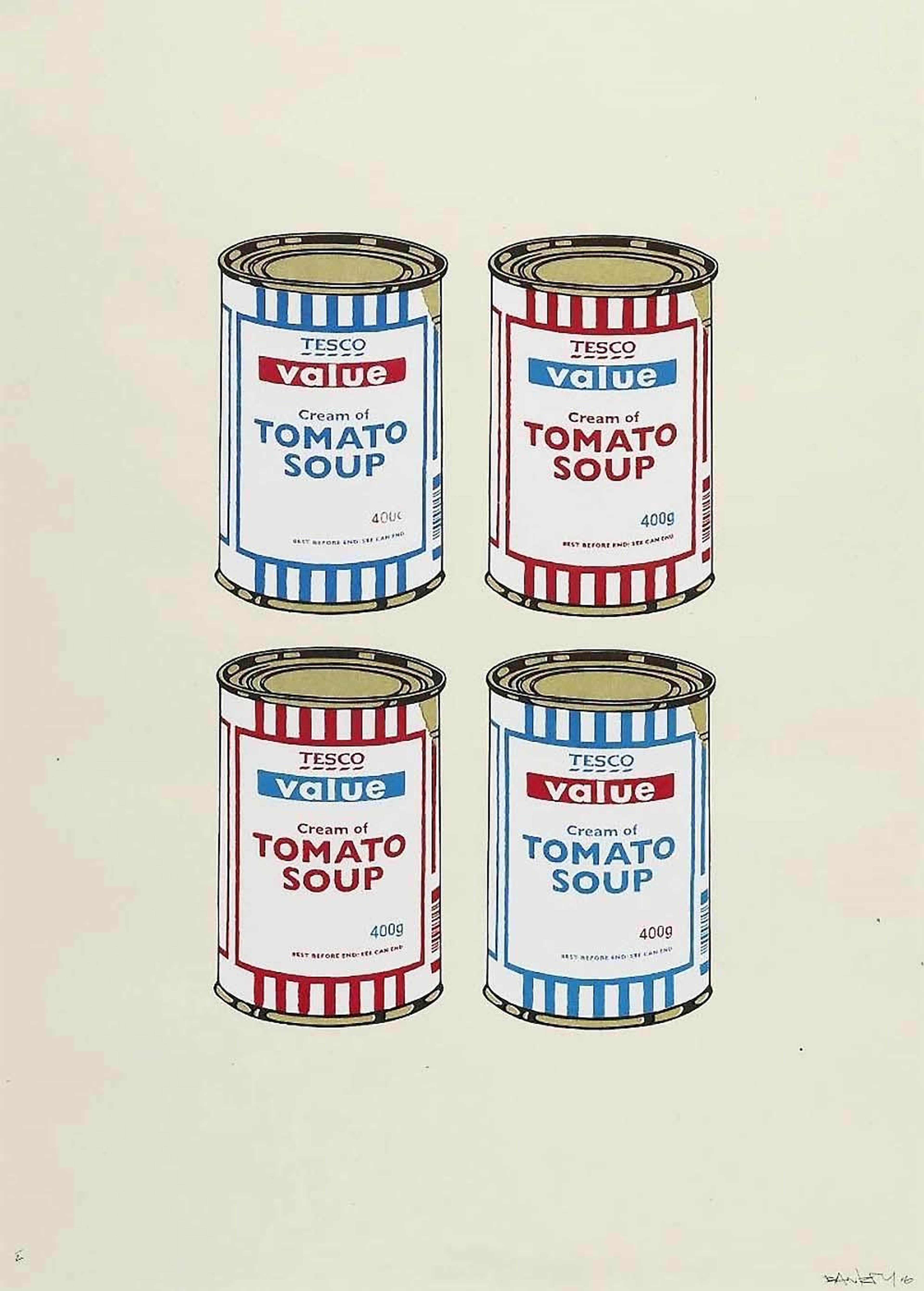 Soup Cans Quad (blue and red on cream) - Signed Print by Banksy 2006 - MyArtBroker