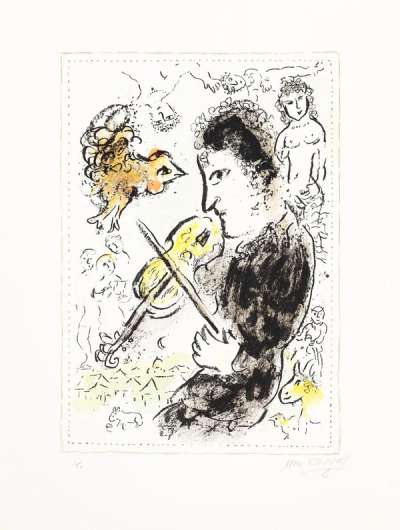 Le Violoniste Au Coq - Signed Print by Marc Chagall 1982 - MyArtBroker