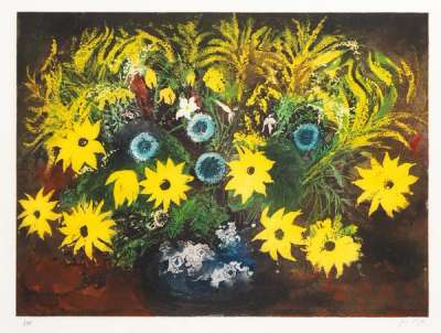 Yellow Flowers - Signed Print by John Piper 1987 - MyArtBroker