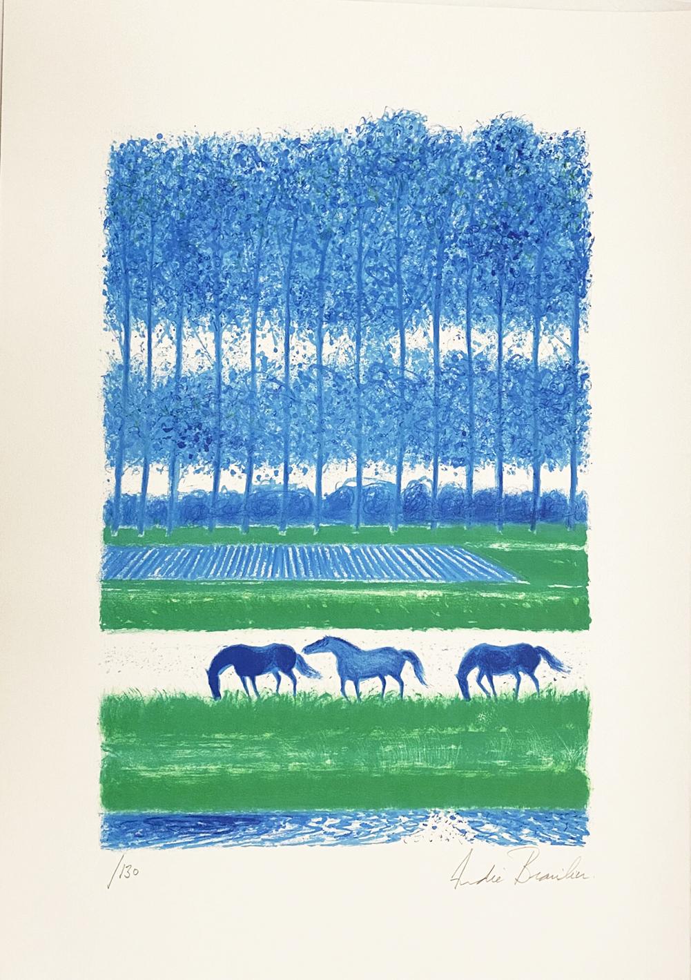 Andre Brasilier Chevaux Et Rizieres (Signed Print) 1993