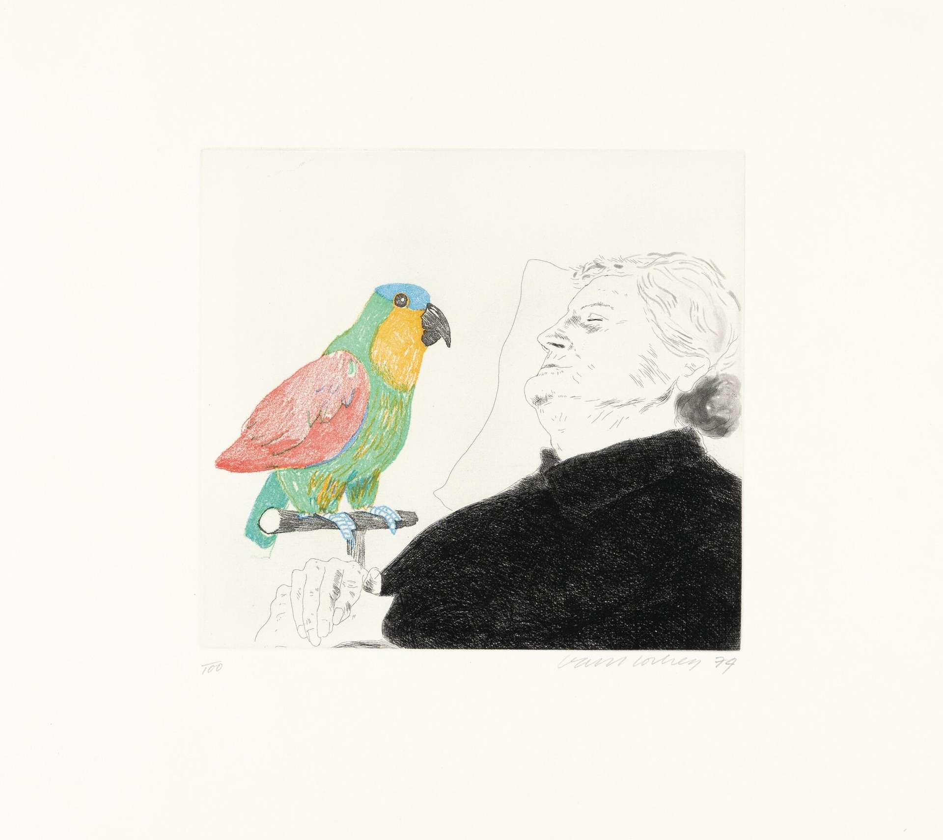 Felicite Sleeping, With Parrot - Signed Print by David Hockney 1974 - MyArtBroker