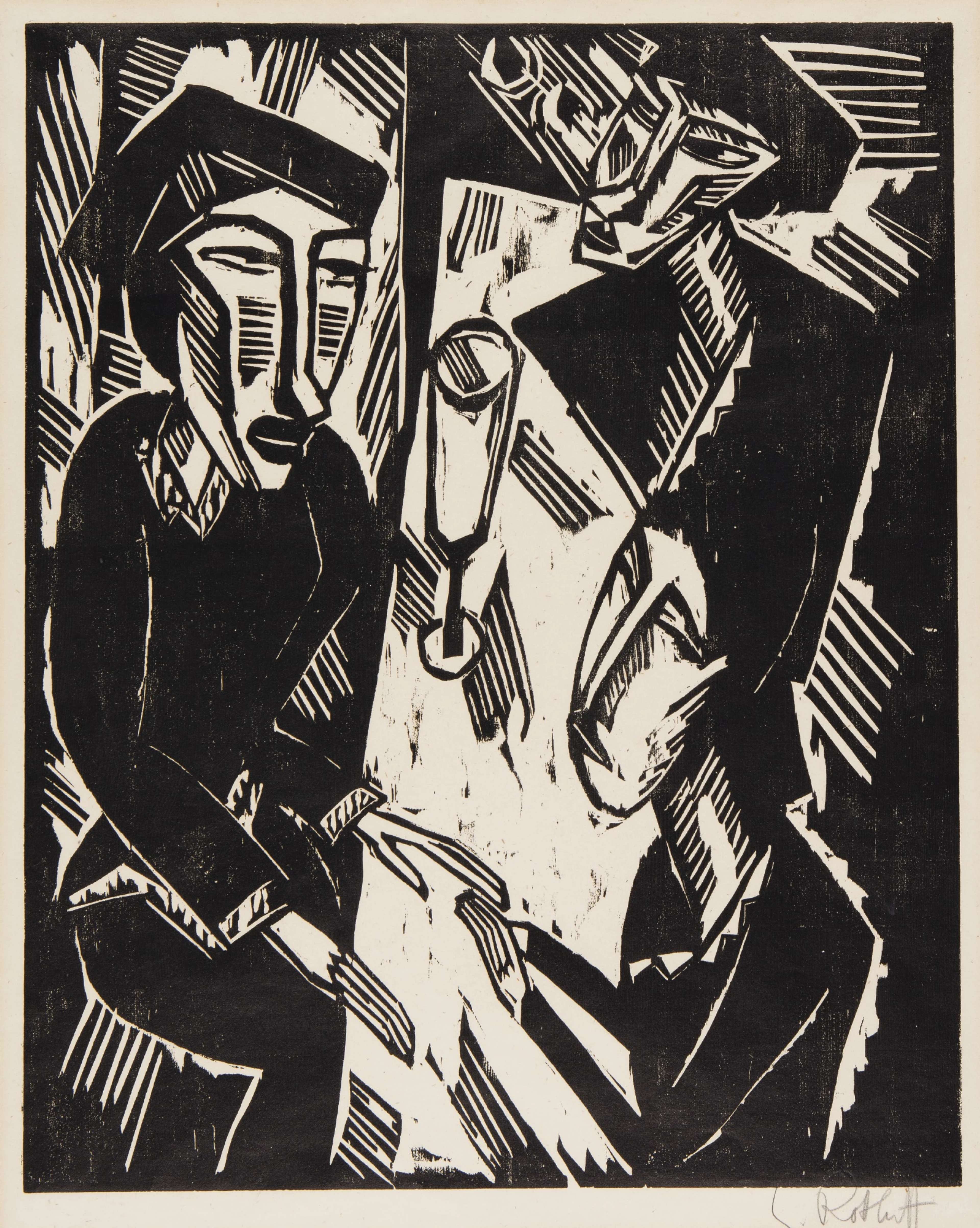 Drei Am Tisch - Signed Print by Karl Schmidt-Rottluff 1914 - MyArtBroker