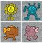 Mr Doodle: Yellow Flower, Blue Robot, Orange Fish, Pink Bird (complete set) - Signed Print