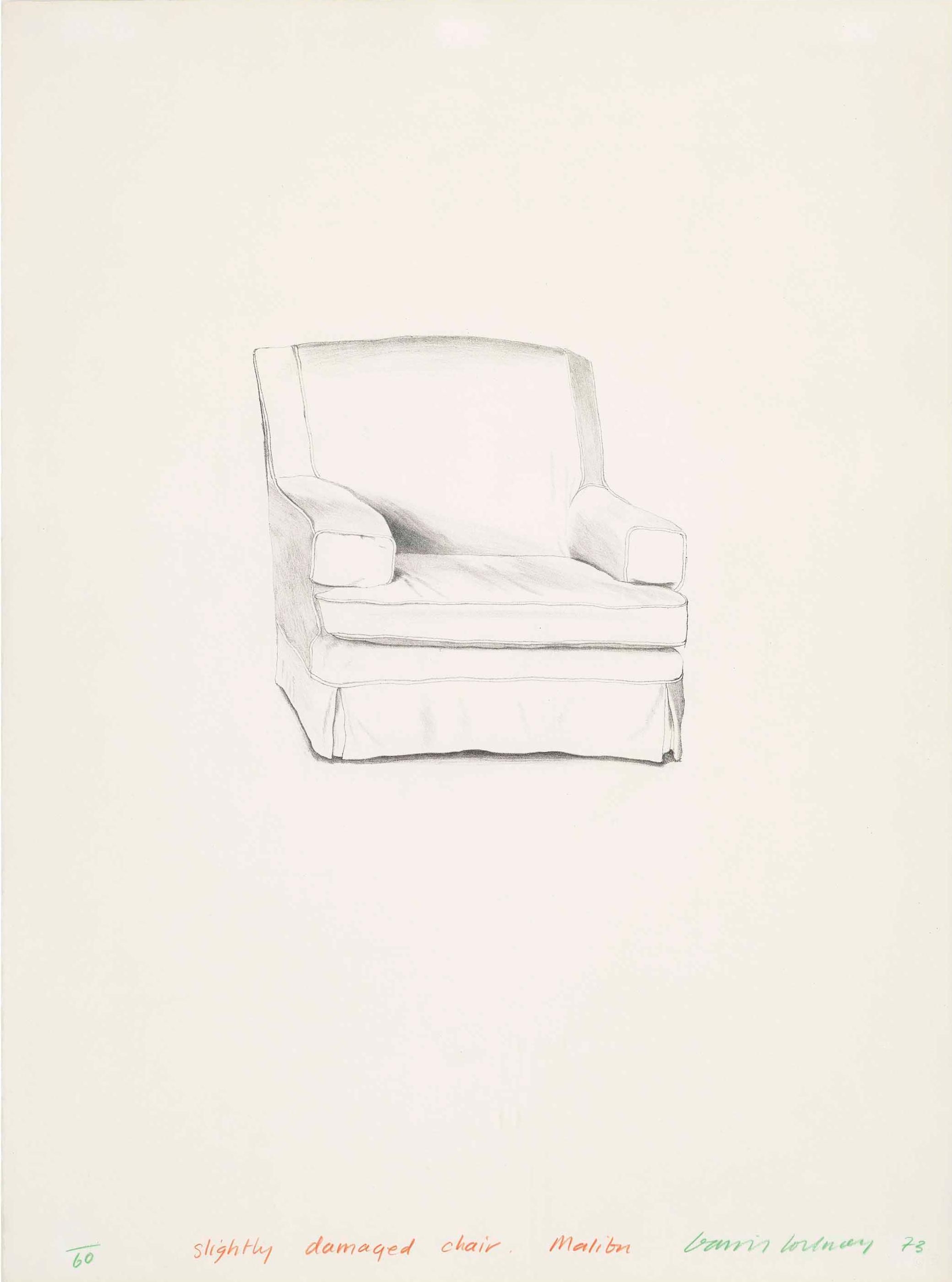 David Hockney Slightly Damaged Chair, Malibu (Signed Print) 1973