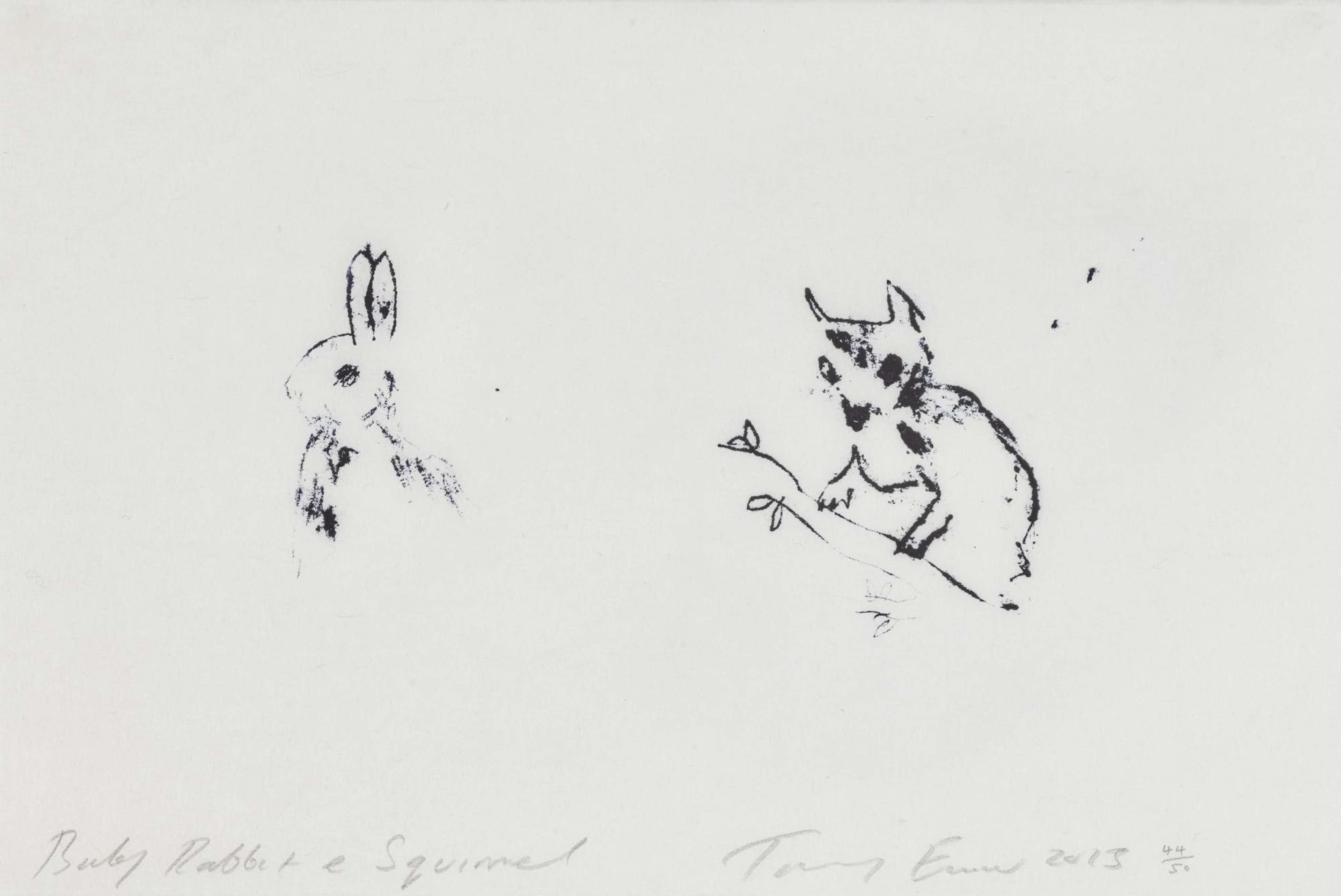 Baby Rabbit & Squirrel - Signed Print by Tracey Emin 2013 - MyArtBroker