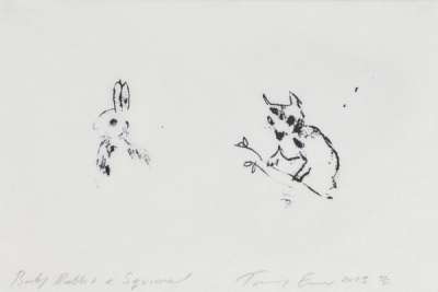 Baby Rabbit & Squirrel - Signed Print by Tracey Emin 2013 - MyArtBroker