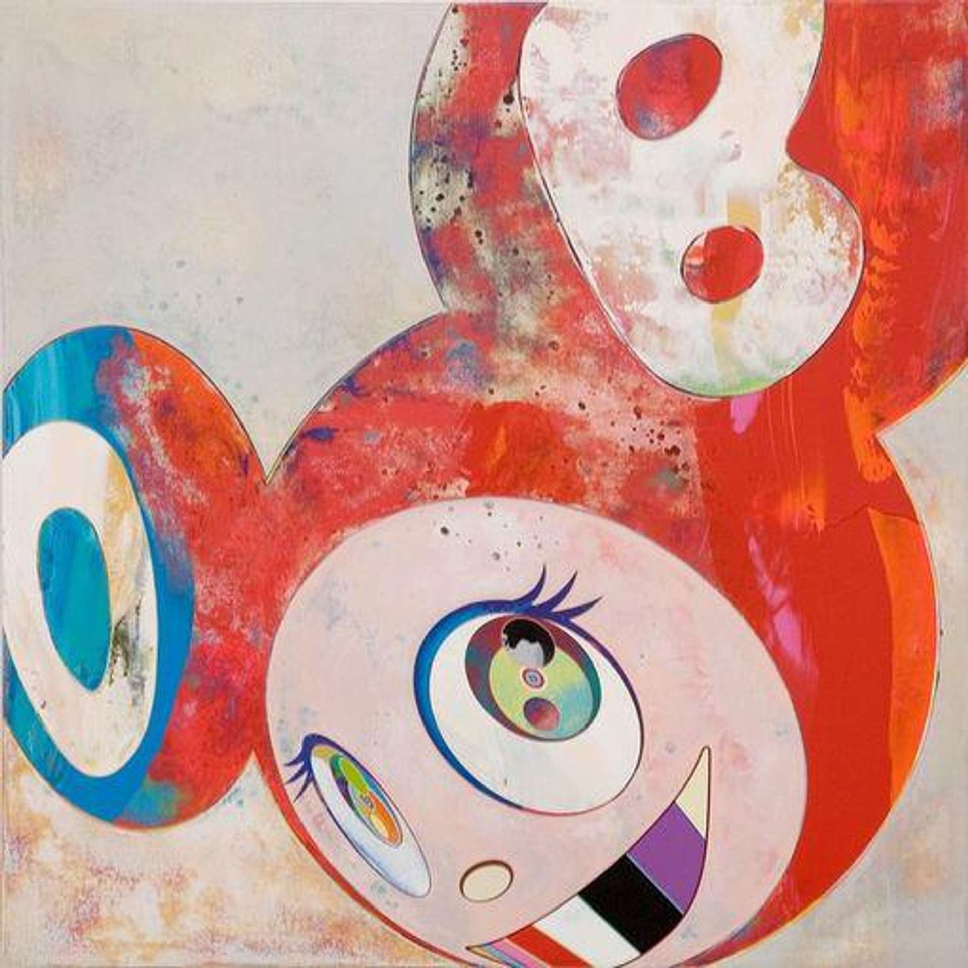 Takashi Murakami: And Then, And Then And Then Abstracktes Bild (red) - Signed Print
