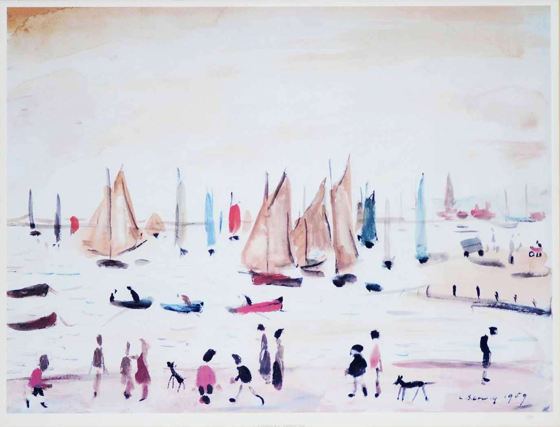 Boats At Lytham - Signed Print by L S Lowry 1959 - MyArtBroker