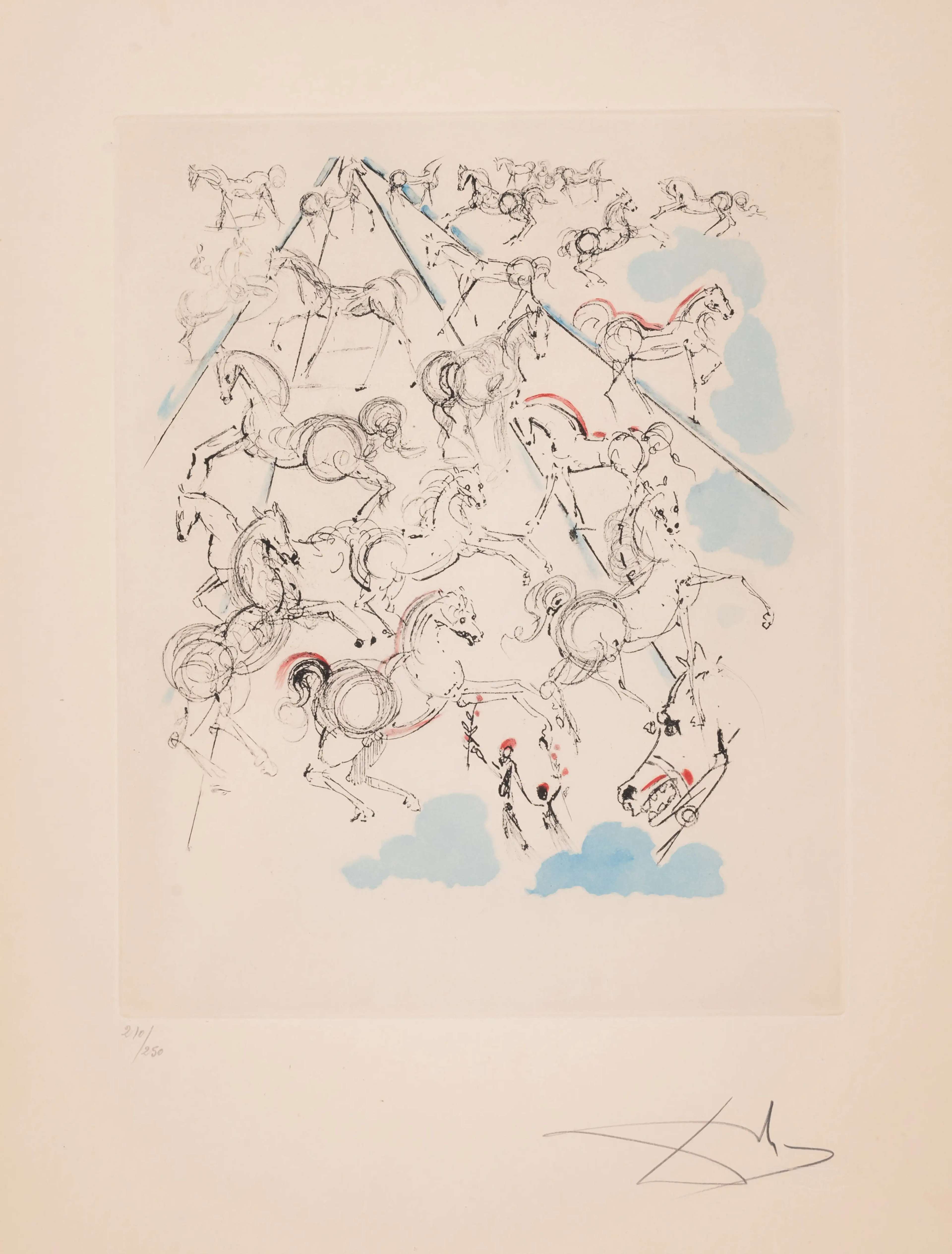 Les Chevaux Bleus - Signed Print by Salvador Dali 1966 - MyArtBroker