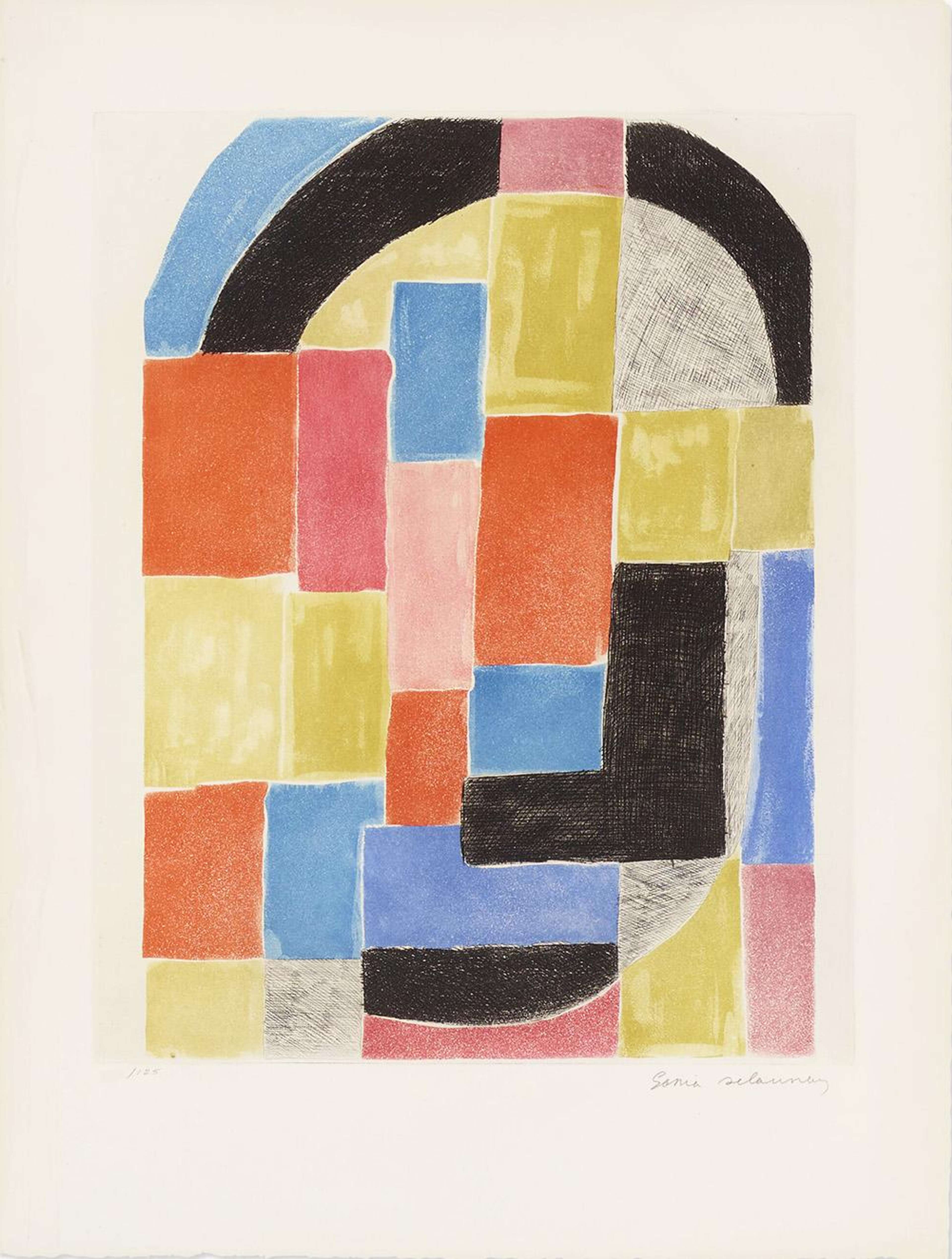 Composition with Black Arc - Signed Print by Sonia Delaunay 1970 - MyArtBroker