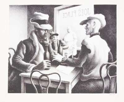 The Discussion - Signed Print by Thomas Hart Benton 1969 - MyArtBroker