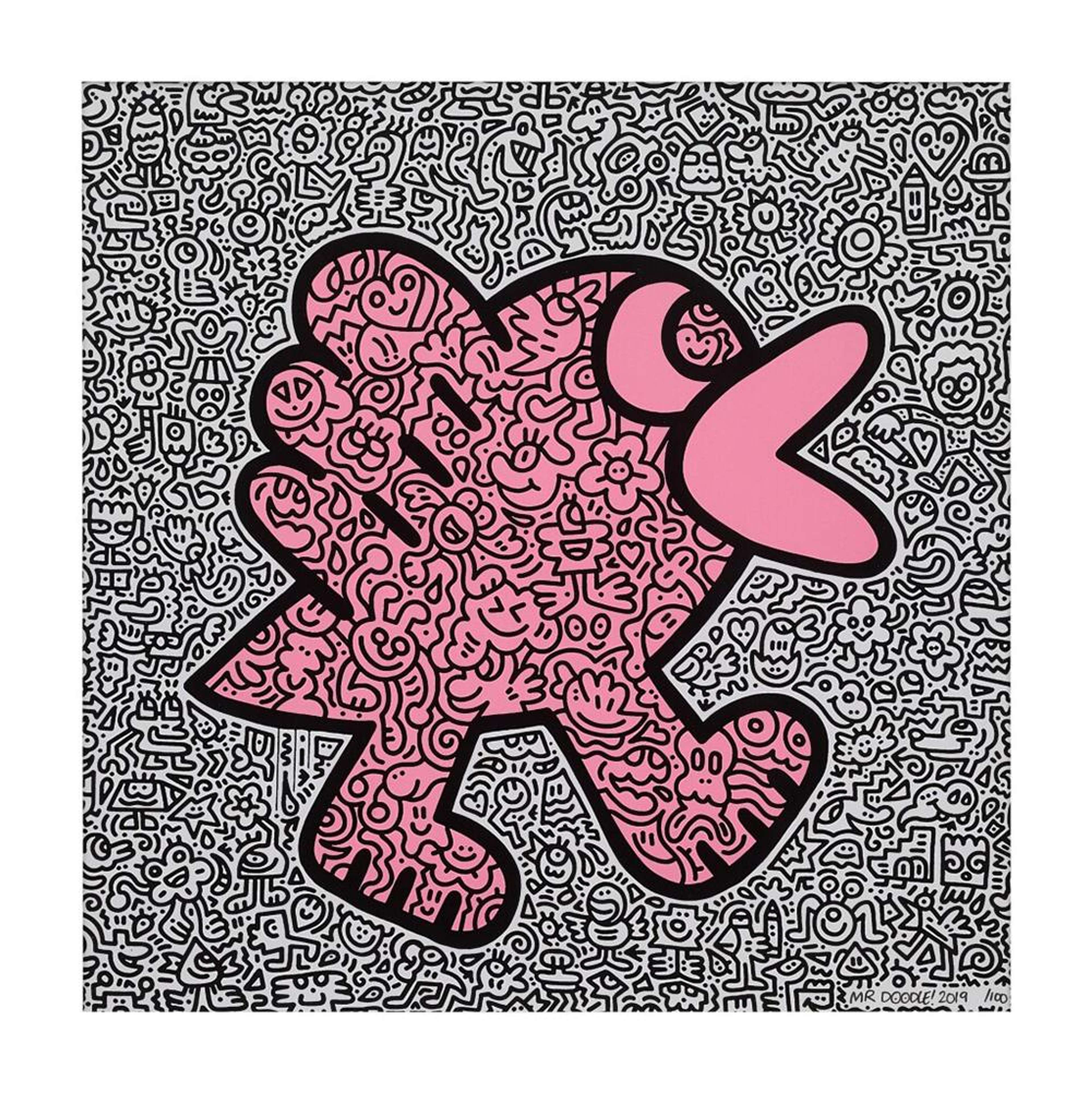 Pink Bird - Signed Print by Mr Doodle 2019 - MyArtBroker