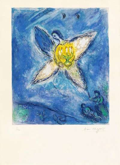 Marc Chagall: L’Ange Au Chandelier - Signed Print