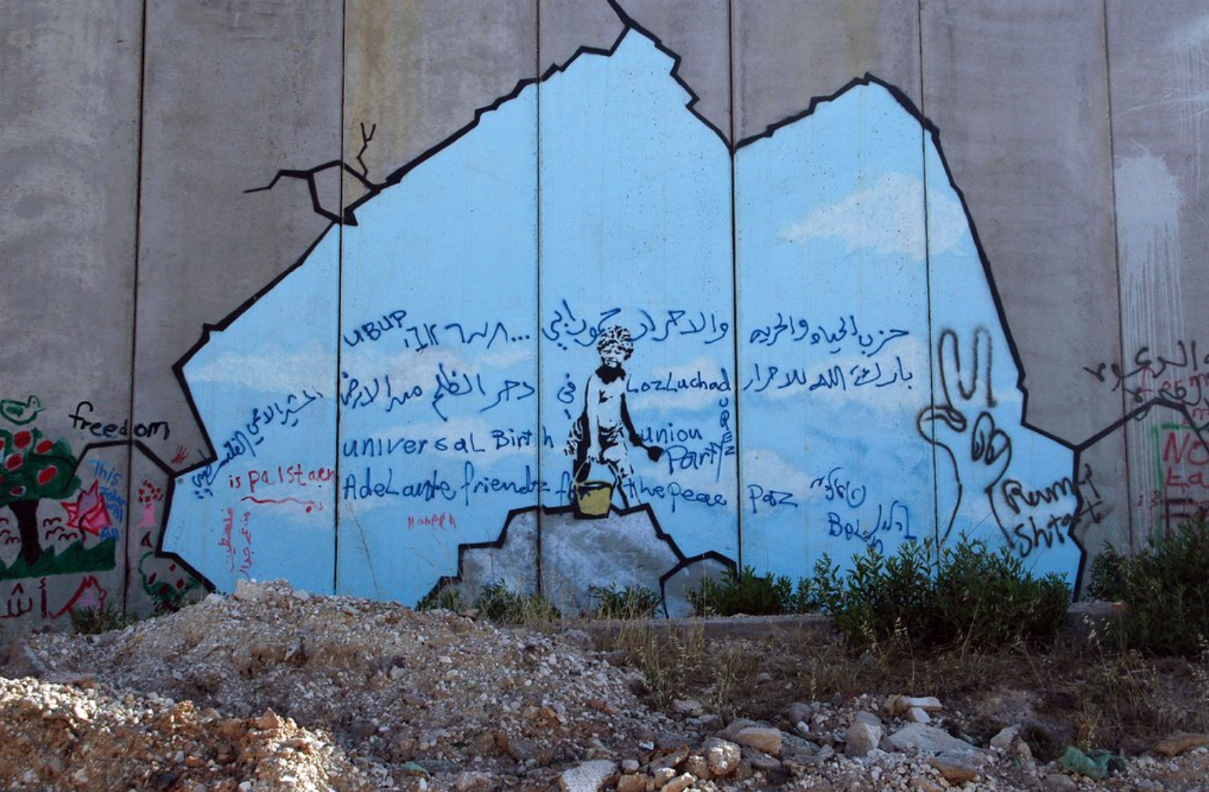 Banksy work on the West Bank Wall 