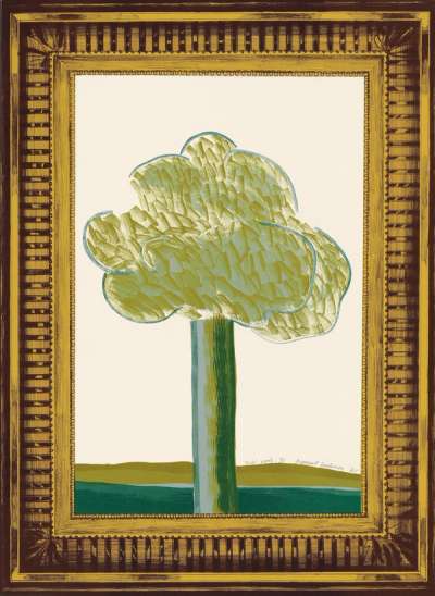 Picture Of A Landscape In An Elaborate Gold Frame (proof) - Signed Print by David Hockney 1965 - MyArtBroker