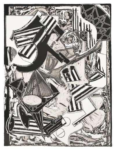 La Penna Di Hu (black and white) - Signed Print by Frank Stella 1988 - MyArtBroker
