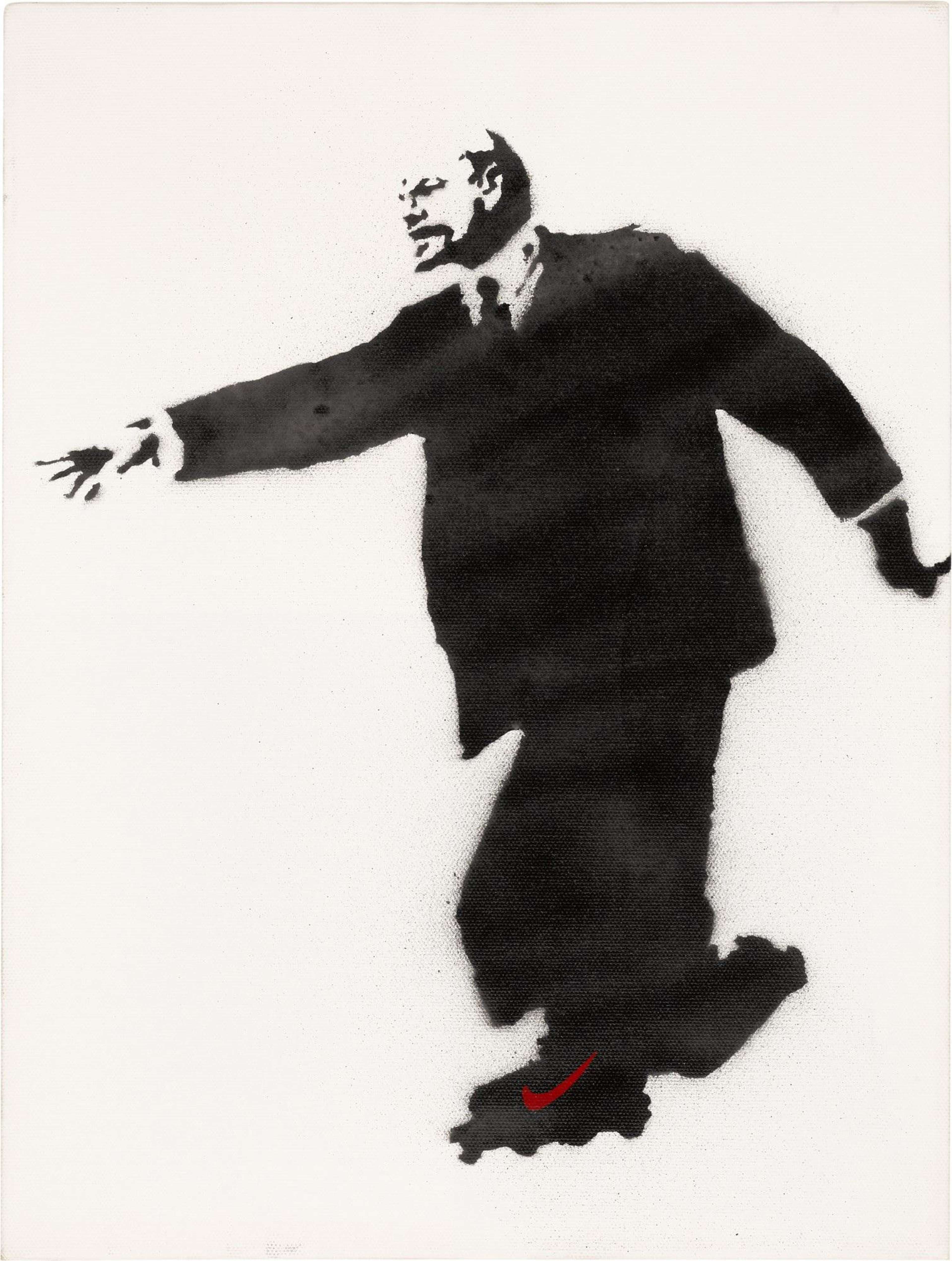Lenin On Roller Skates (white) - Mixed Media