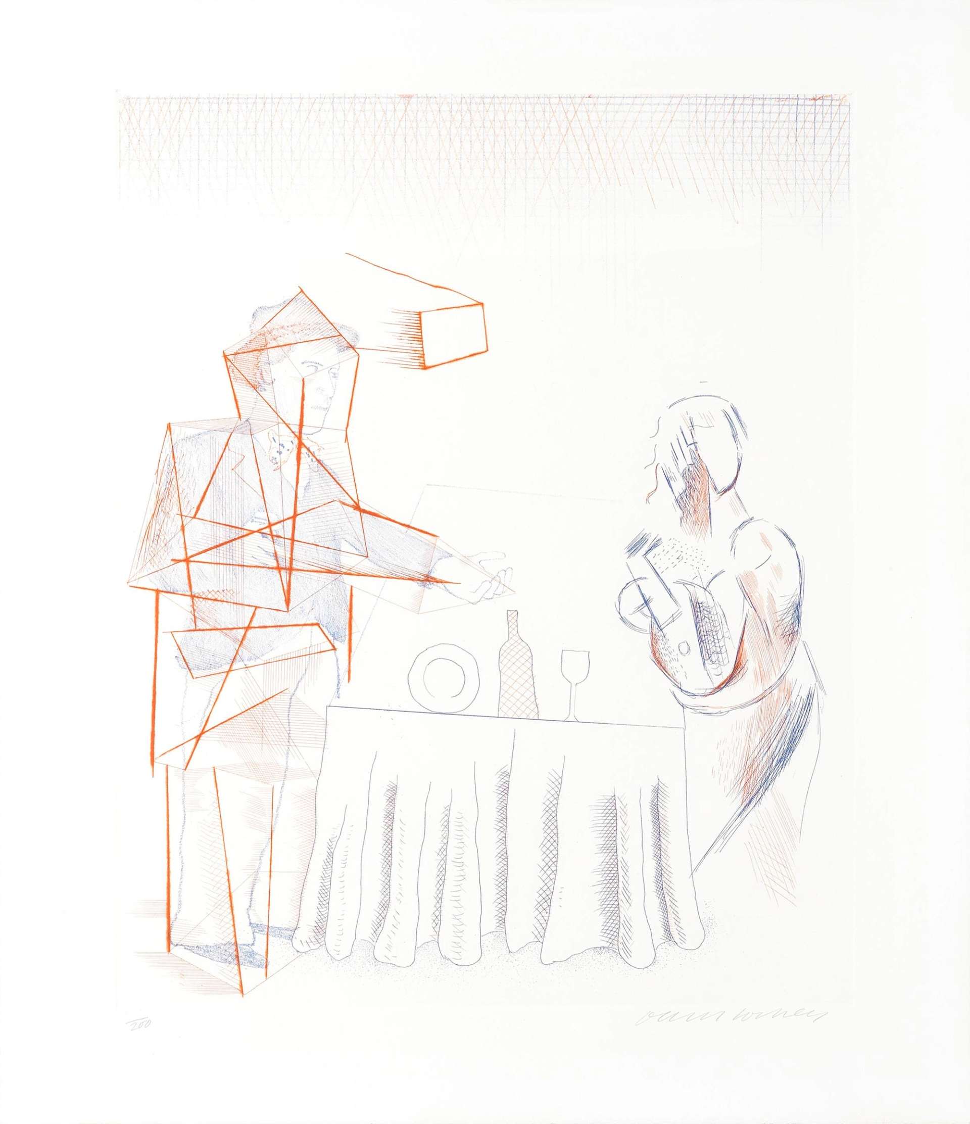 Figures With Still Life - Signed Print by David Hockney 1977 - MyArtBroker