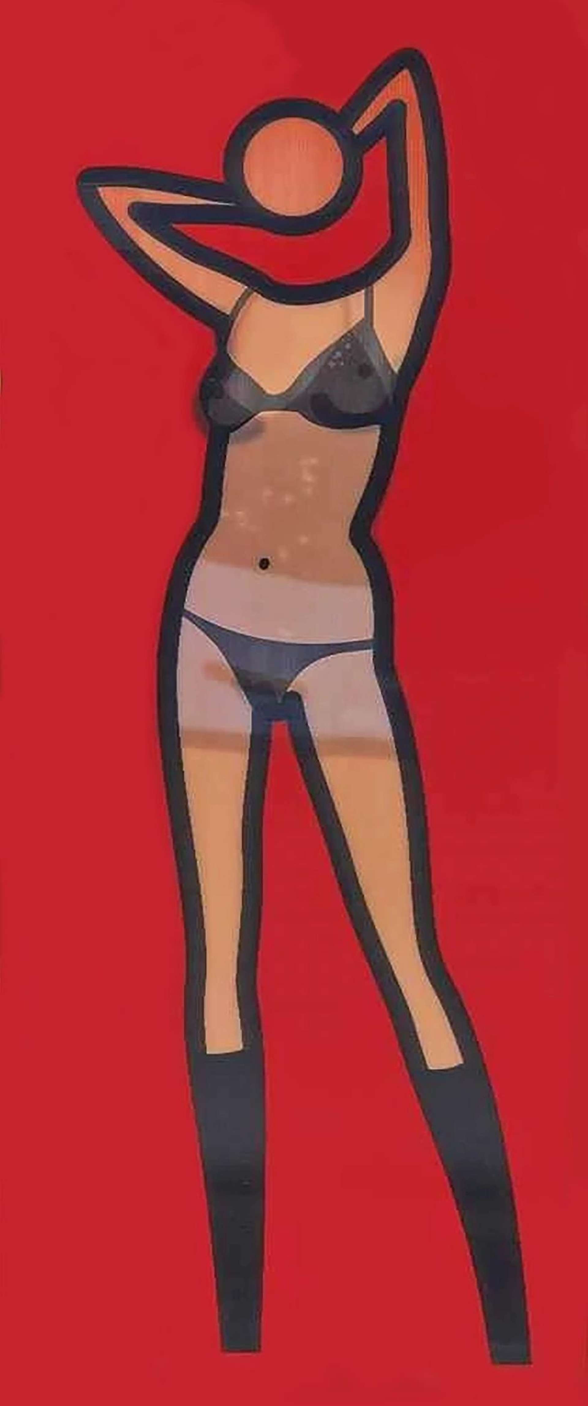 Sara Gets Undressed (red) by Julian Opie