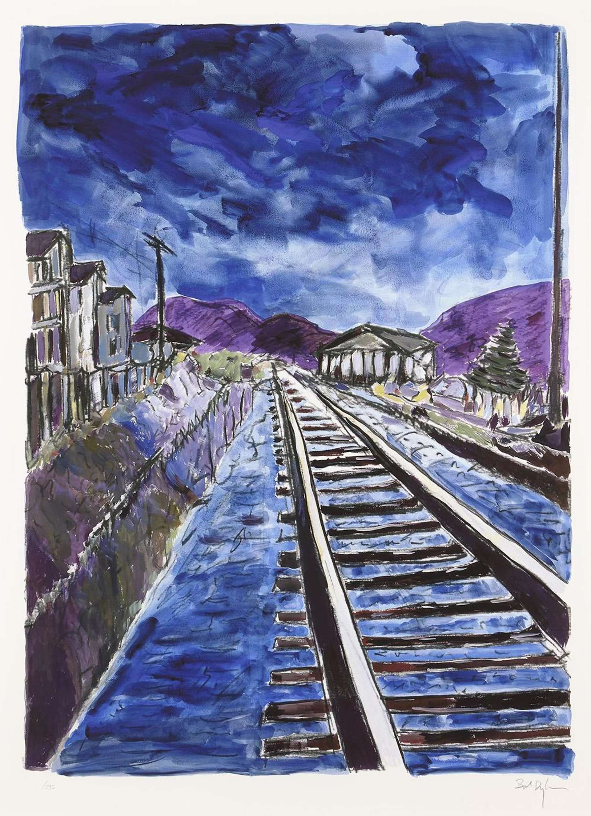 Train Tracks Blue (2012) - Signed Print by Bob Dylan 2012 - MyArtBroker