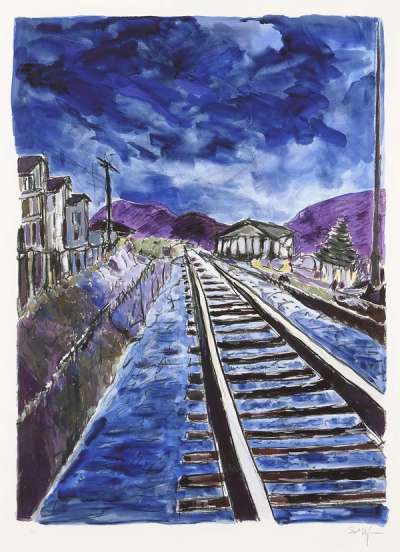 Train Tracks Blue (2012) - Signed Print by Bob Dylan 2012 - MyArtBroker