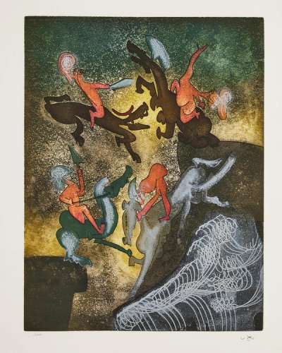 Plate 6, Hom'mère (Chaosmos) - Signed Print by Roberto Matta 1975 - MyArtBroker