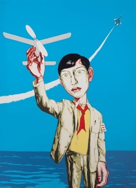 Zeng Fanzhi Man Holding A Plane (Signed Print) 2006 | MyArtBroker