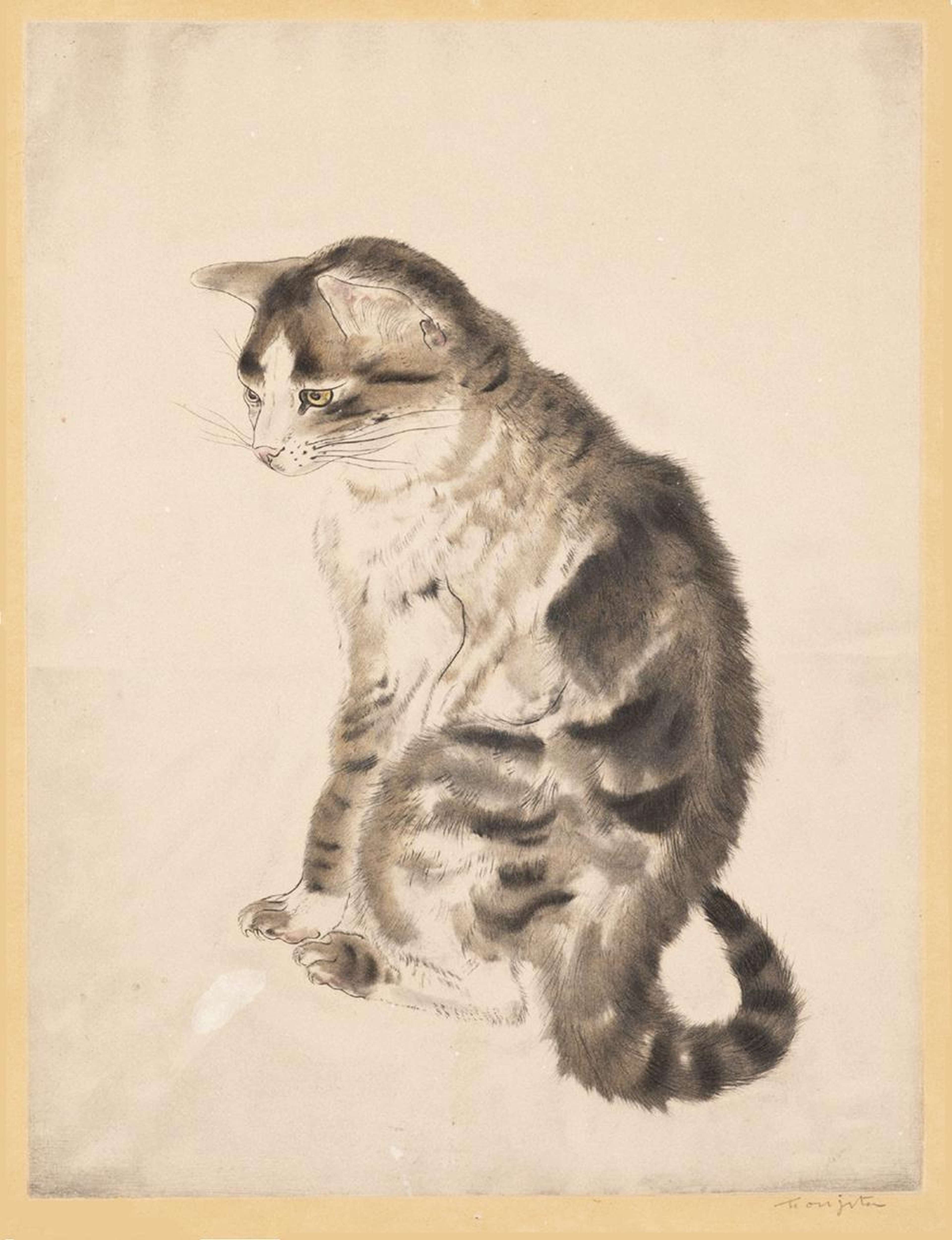 Sitting Cat - Signed Print by Tsuguharu Foujita 1929 - MyArtBroker