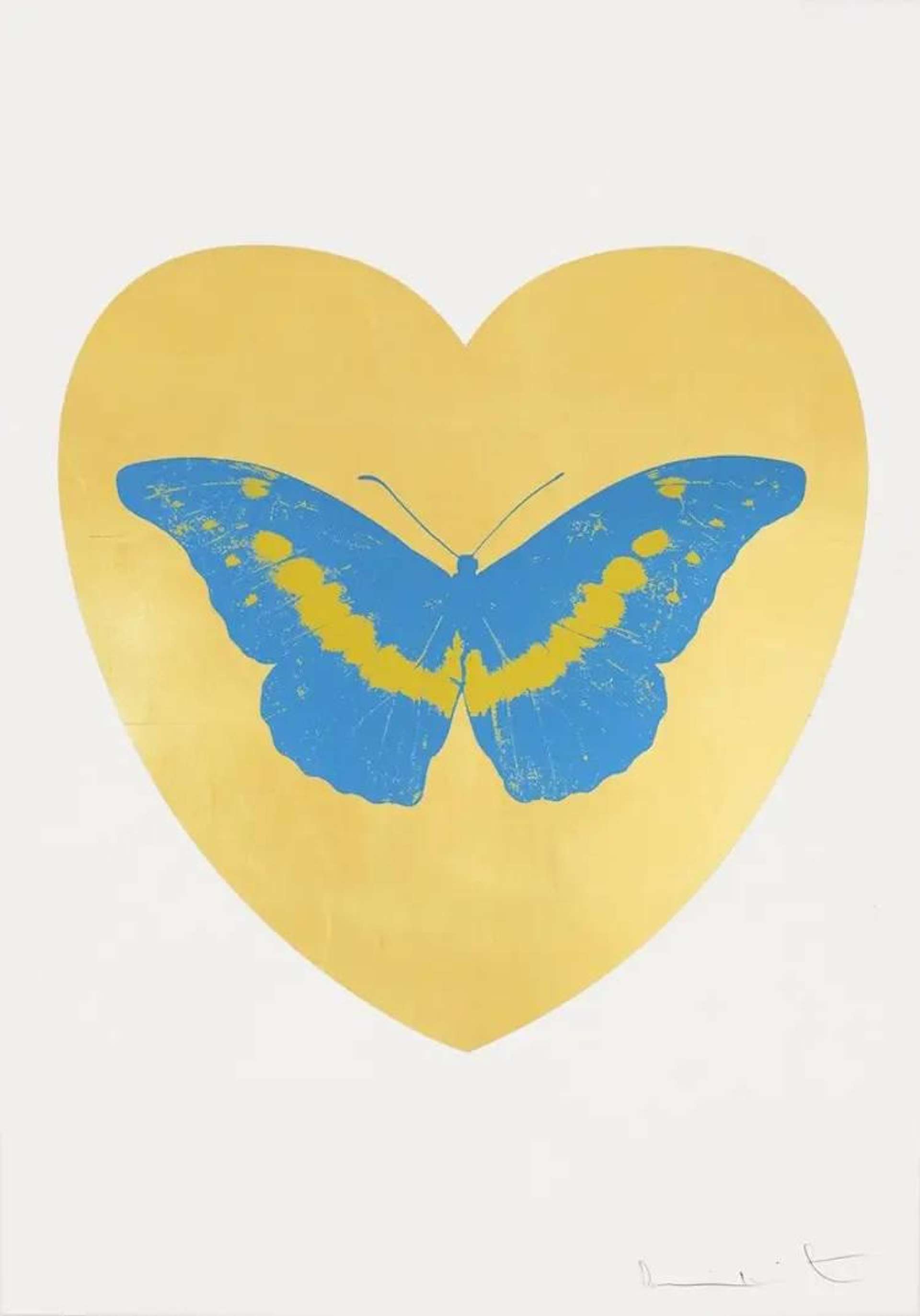 Damien Hirst: I Love You (gold leaf, turquoise, oriental gold) - Signed Print