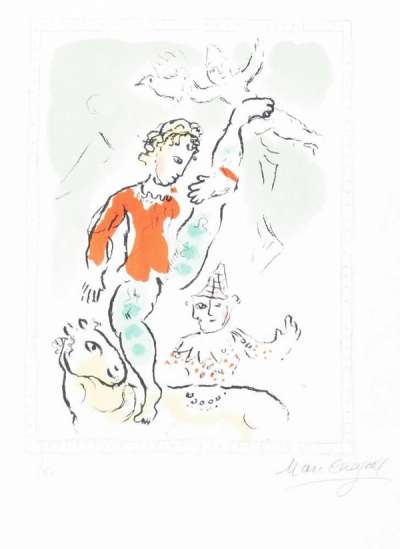 Marc Chagall: Le Petit Acrobate Rouge - Signed Print