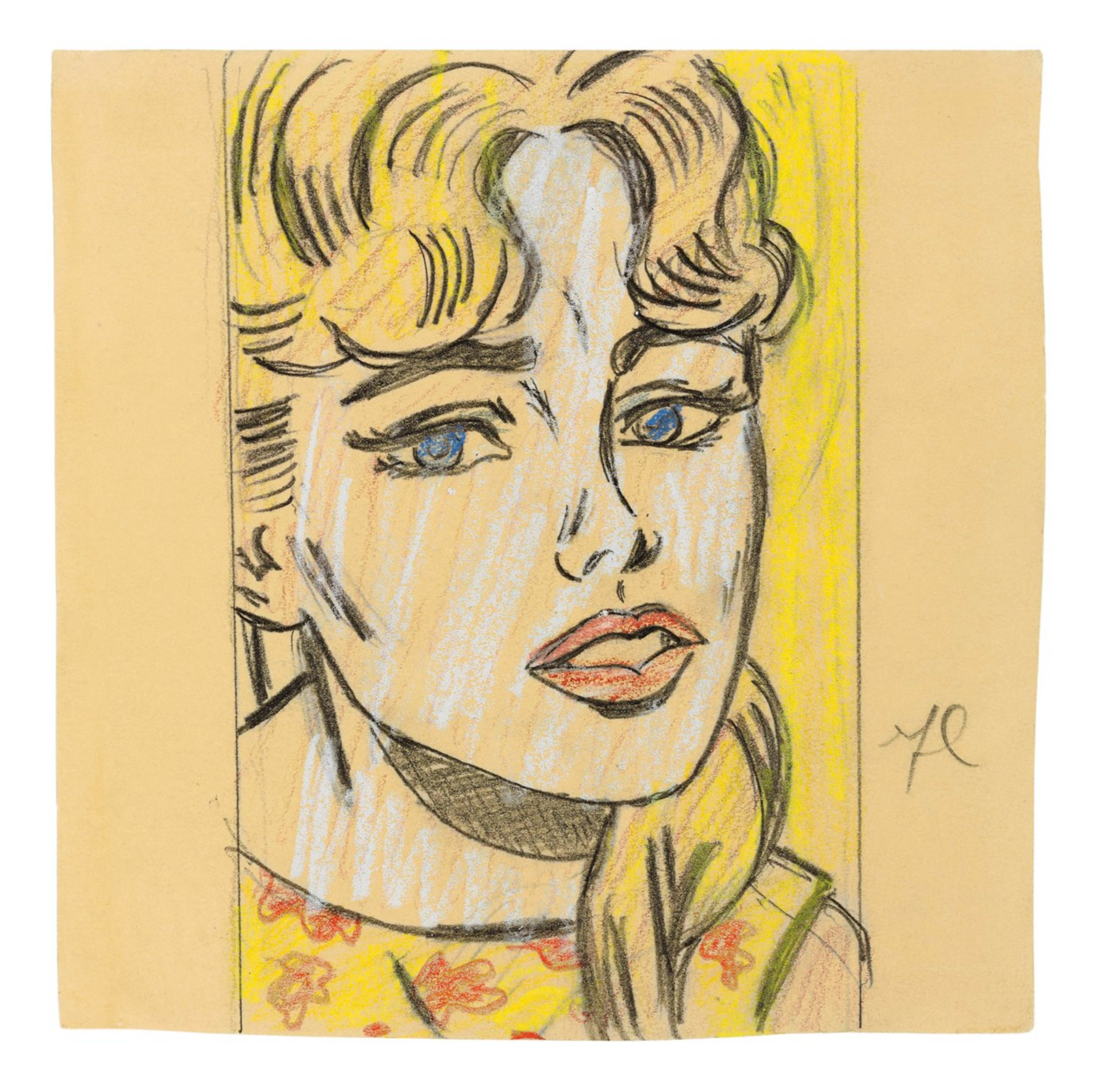 Anxious Girl (study) by Roy Lichtenstein 