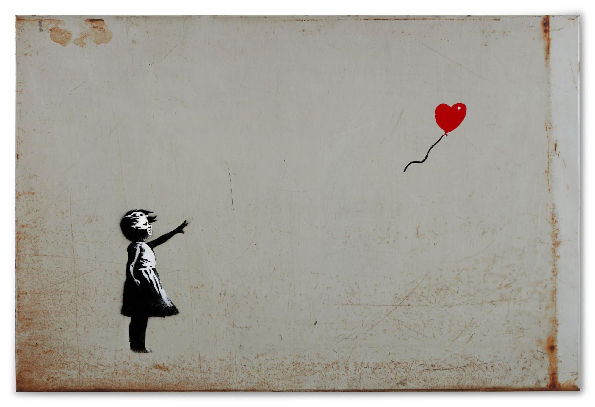 Girl with Red Balloon Banksy Graffiti Artist Quality Chrome Keyring 