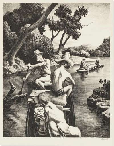 Down The River - Signed Print by Thomas Hart Benton 1939 - MyArtBroker