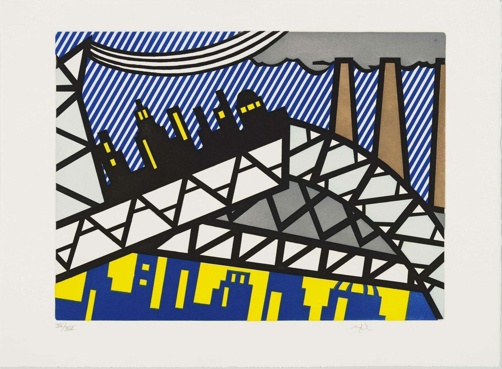 Roy Lichtenstein: Illustration For Bayone En Entrant Dans NYC - Signed Print
