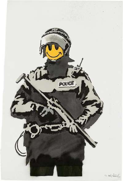 Riot Cop - Signed Mixed Media by Banksy 2004 - MyArtBroker
