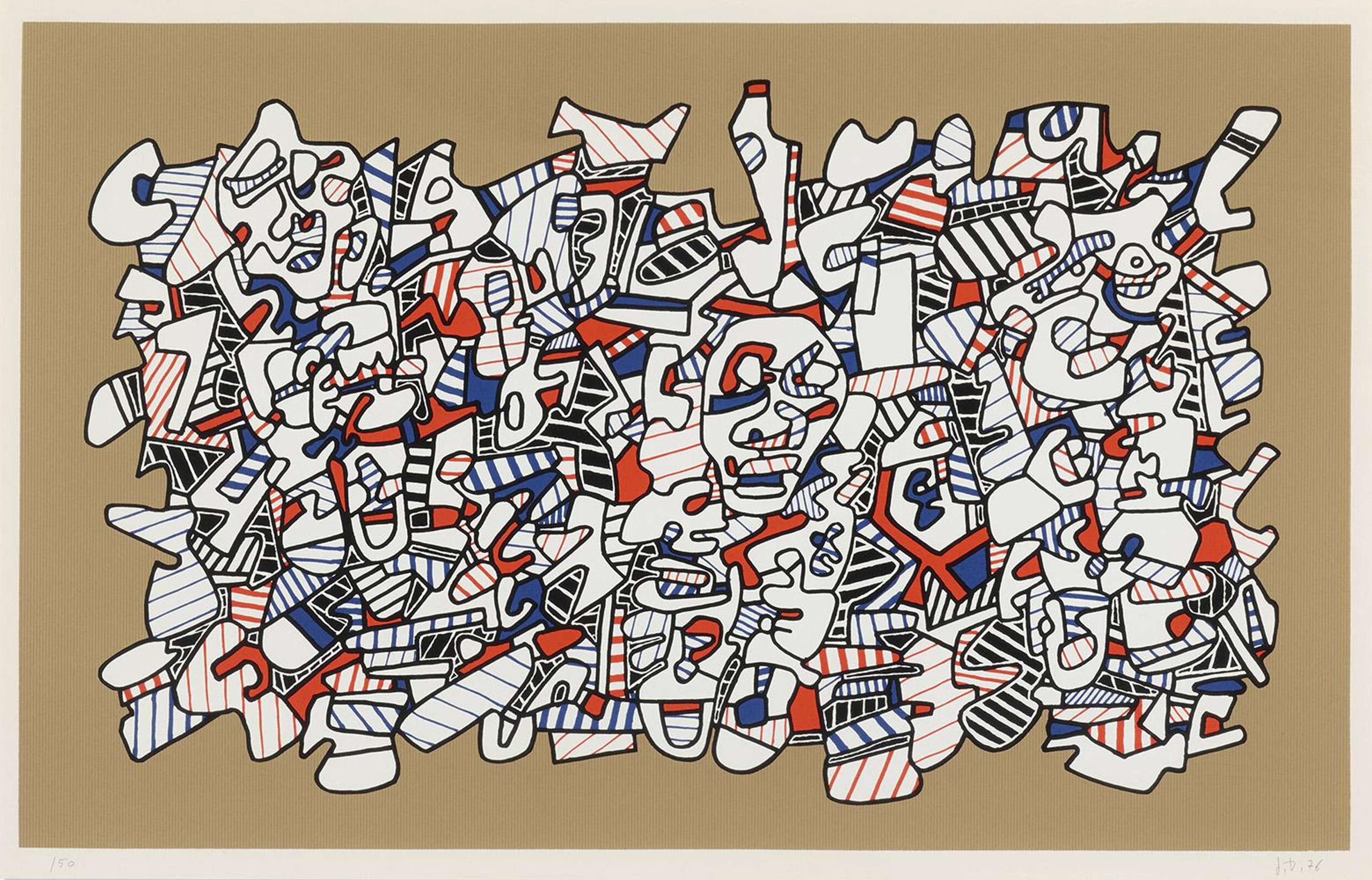 Site Avec Trois Personnages - Signed Print by Jean Dubuffet 1976 - MyArtBroker