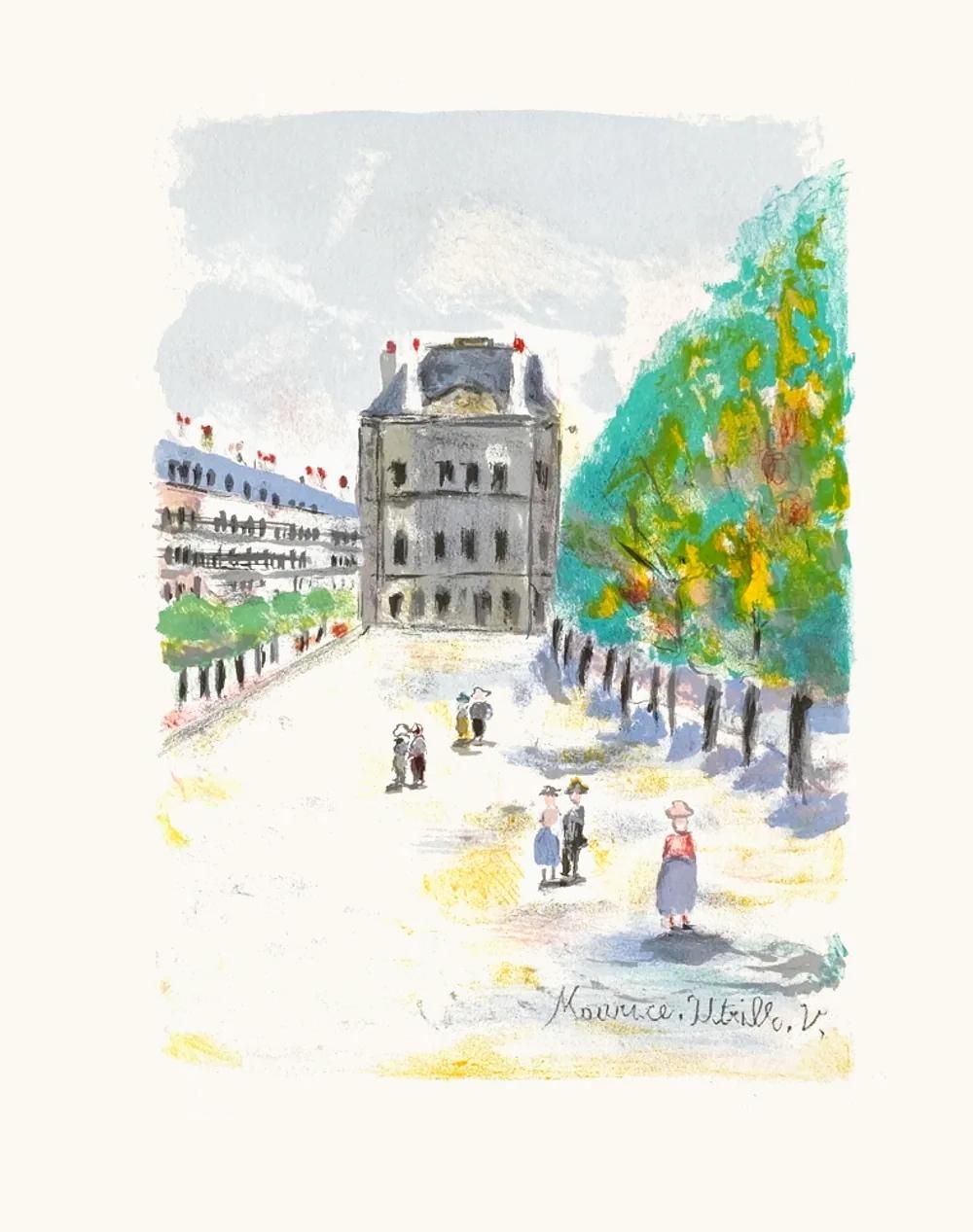 Maurice Utrillo Le Louvre Et Les Tuileries (Signed Print) 1955