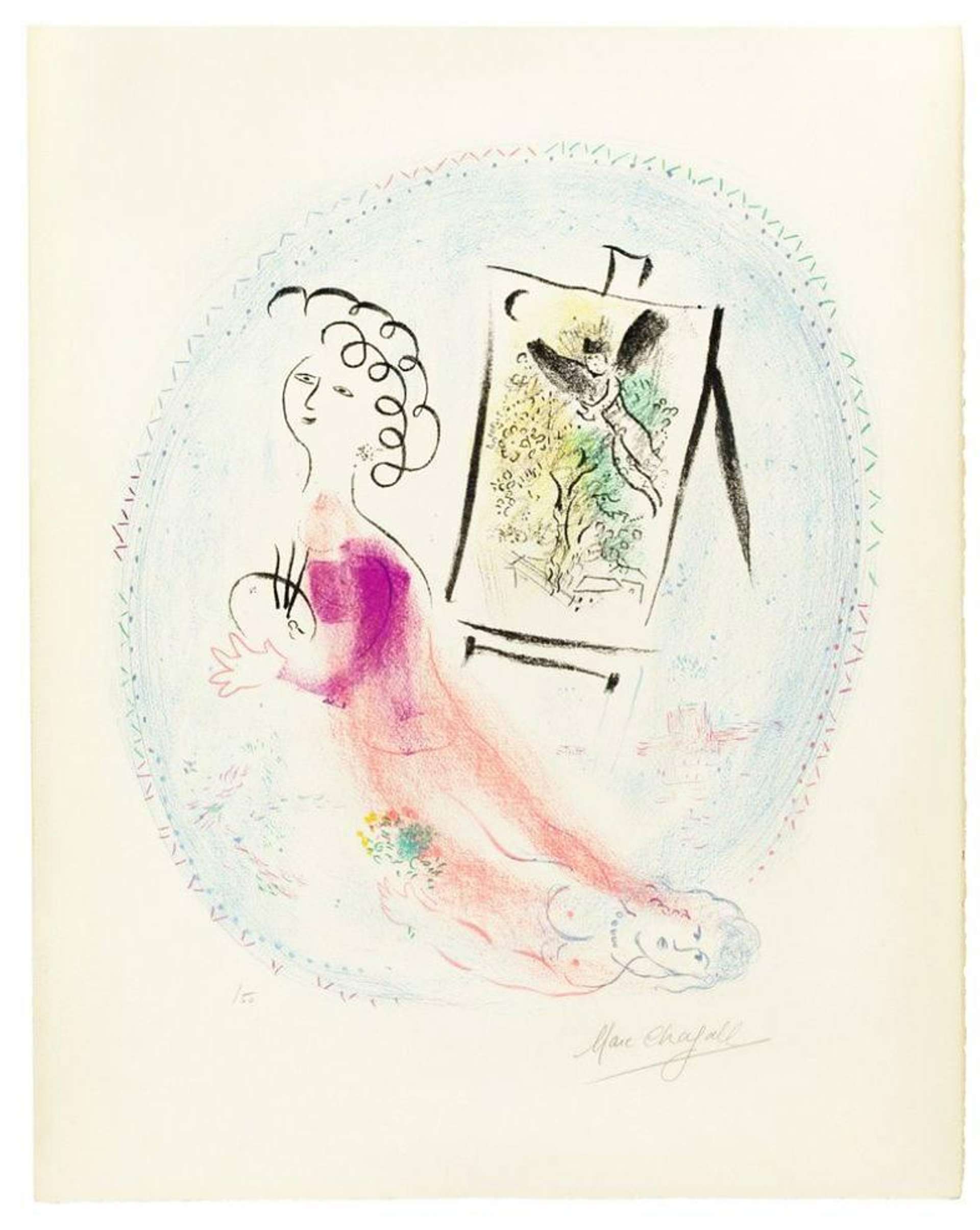 Marc Chagall: Le Chevalet - Signed Print