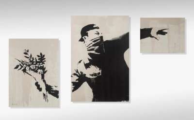 Banksy: Thrower (grey) - Signed Print
