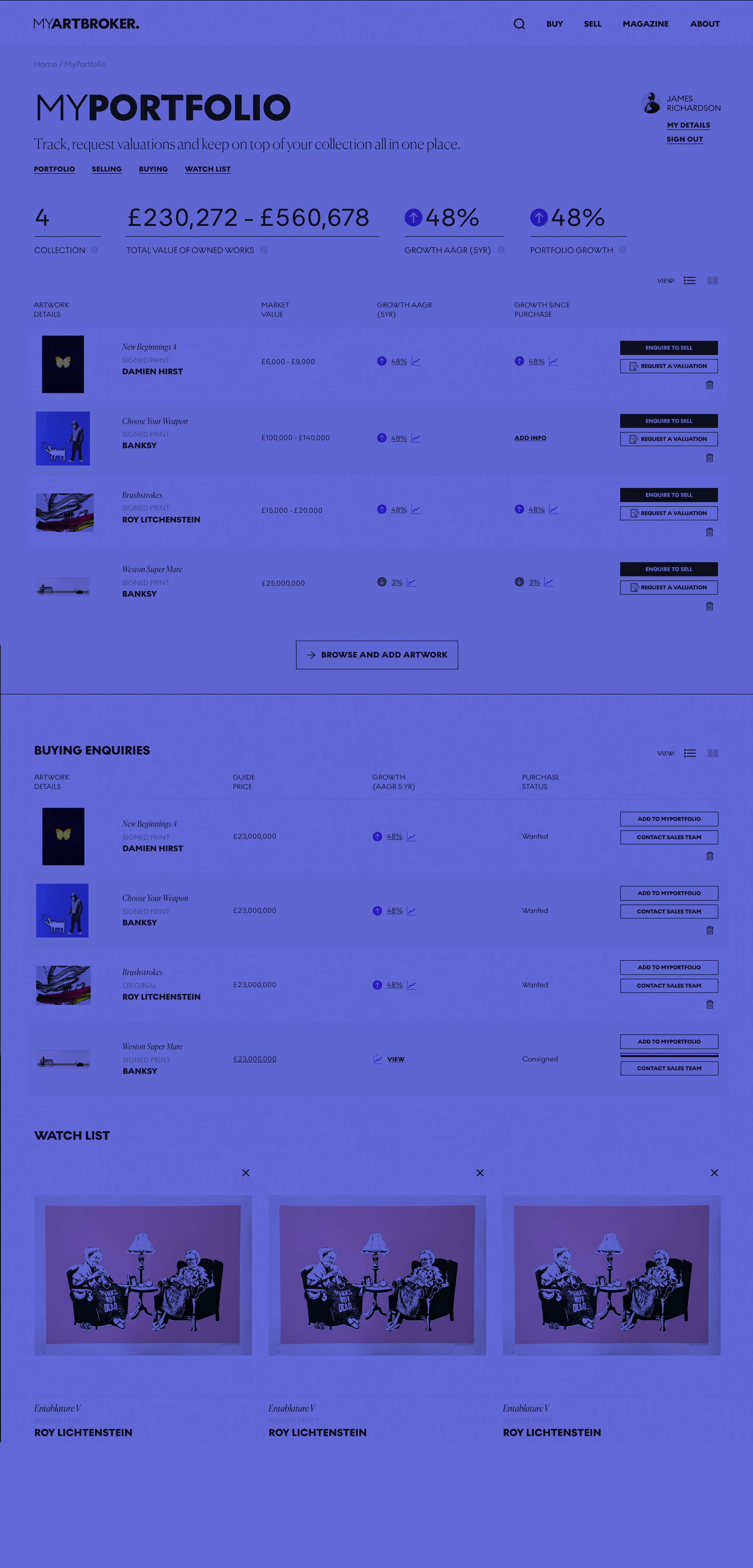 MyPortfolio: Art Collection Management Tool - Live Valuations & Data