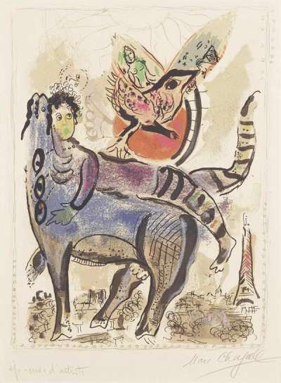 Marc Chagall: La Vache Bleu - Signed Print