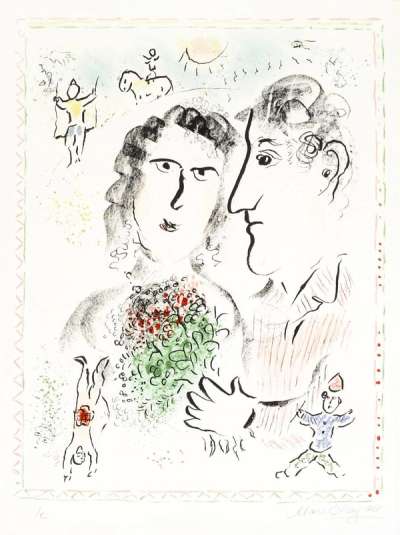 Fiançailles Au Cirque - Signed Print by Marc Chagall 1983 - MyArtBroker