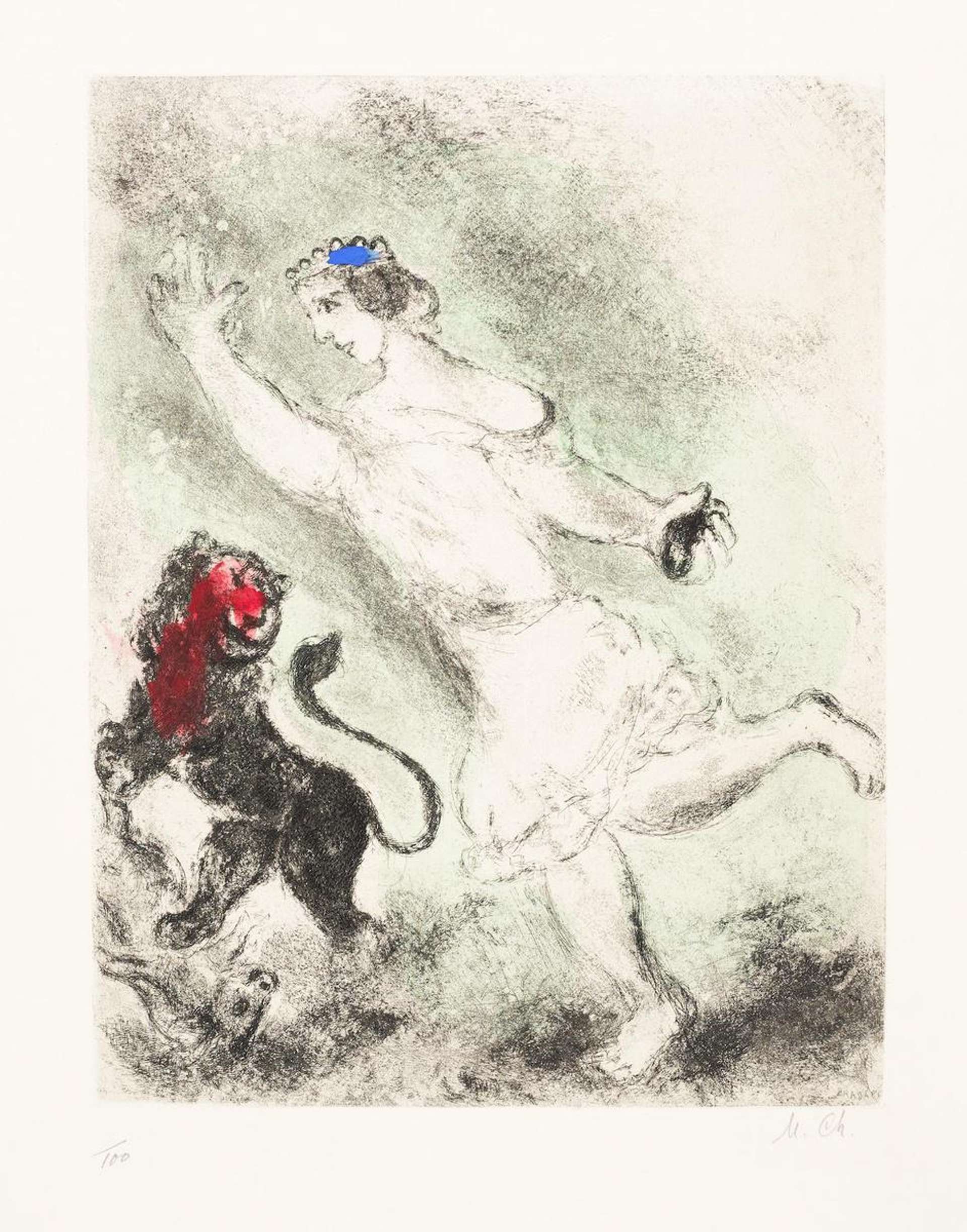 David Et Le Lion (La Bible) - Signed Print by Marc Chagall 1958 - MyArtBroker