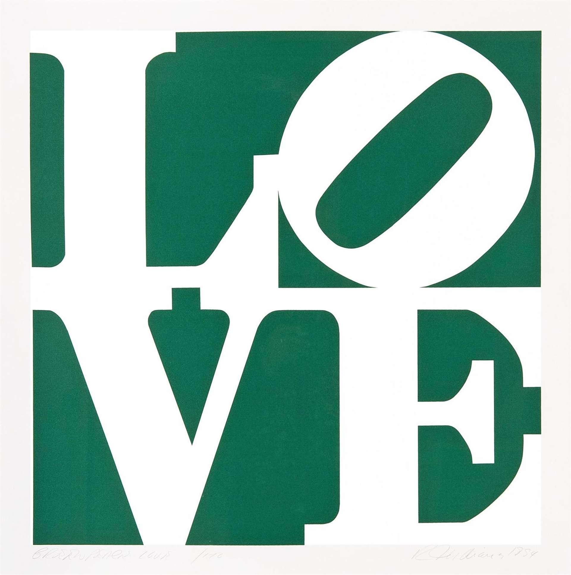 Greenpeace Love (white and green) - Signed Print by Robert Indiana 1994 - MyArtBroker