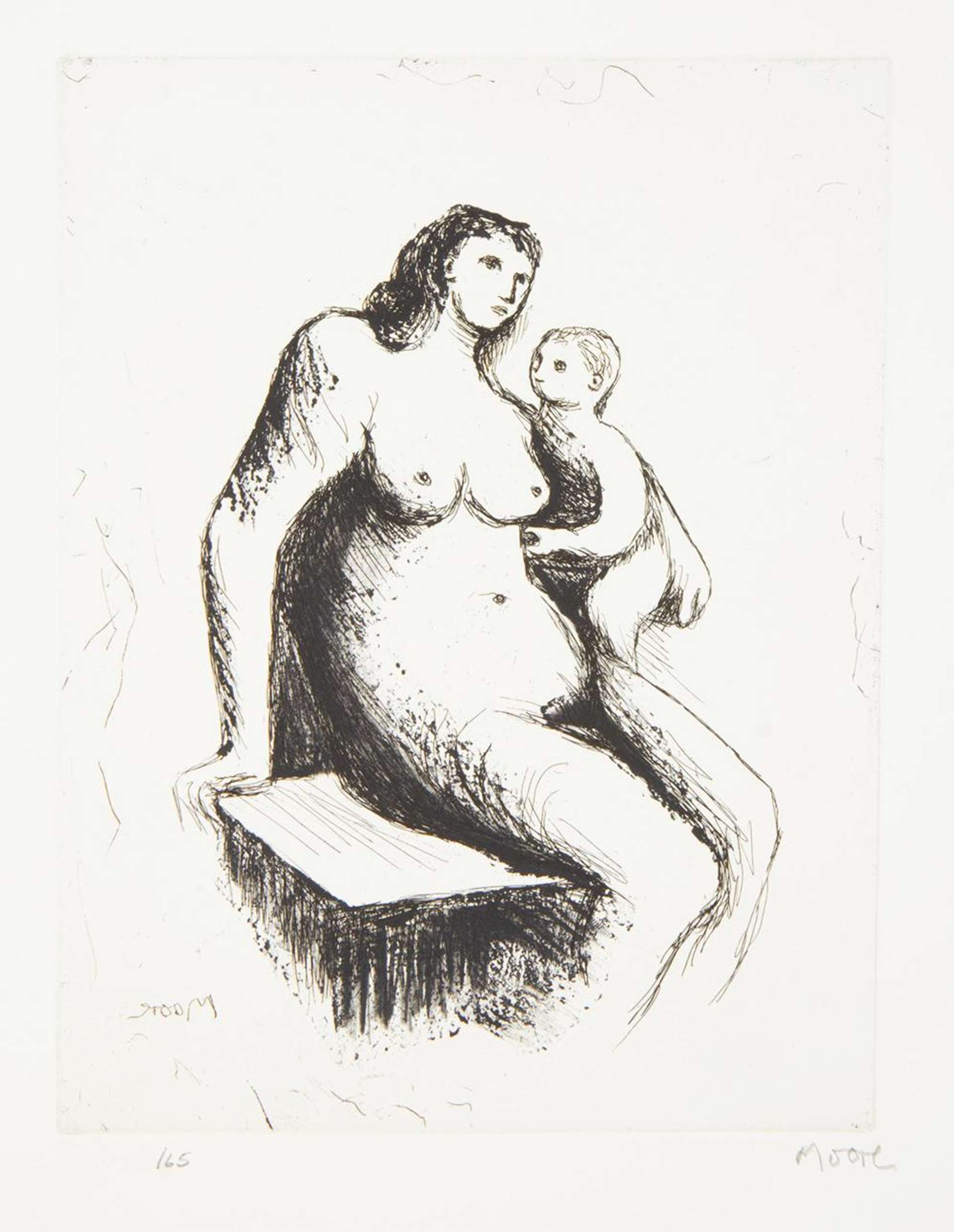 Mother And Child V - Signed Print by Henry Moore 1983 - MyArtBroker